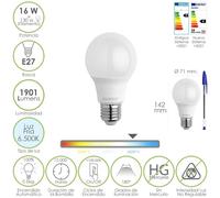 Bombilla led estandar rosca e27. 16 watt. equivale a 130 watt. 1901 lumenes. luz fría 6500º k.)
