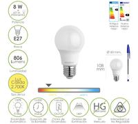 Bombilla led estandar rosca e27. 8 watt. equivale a 65 watt. 806 lumen