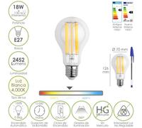 Bombilla led filamento standar rosca e27. 18 watt. equivale a 130 watt. 2462 lumenes. luz neutra 4000º k.
