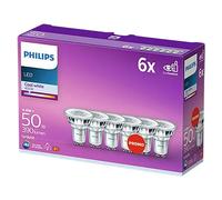 Philips Bombilla LED cristal GU10 50W luz blanca fría 36° no regulable pack 6