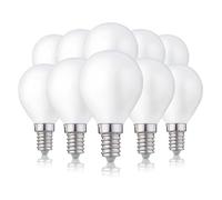 Bombilla LED hellum E14, lámpara LED G45 4,5 W como sustituta de una bombilla incandescente de 40 vatios, LED E14 blanco cálido con 2700 kelvin, 470 lúmenes LED filamento mate, 10 unidades 220384