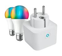 Bombilla LED inteligente pack + enchufe (E27, Color de luz: Blanco frío, Redonda)