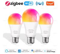 Bombilla Led inteligente Tuya Wifi/Zigbee/Bluetooth, lámpara Led Alexa E27 RGB CW WW, lámparas inteligentes para asistente de Google Alexa Smart Life AC 100-240V