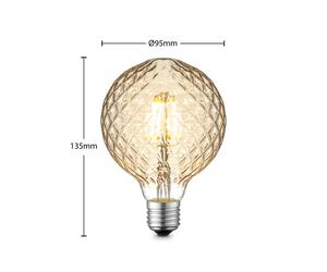 bombilla LED Lucande E27 G95, 4 W, 2700 K, atenuable, color ámbar EC:EPREL:1229399