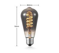 bombilla LED Lucande E27 ST64, 4 W, titanio, 1800 K, atenuable