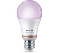 Bombilla LED RGB inteligente de Philips, modelo A60, casquillo E27, 806 lúmenes, Wi-Fi/Bluetooth, color blanco, Wi-Fi 4 (802.11n), 802.11b, 802.11g, LED, plástico, casquillo E27