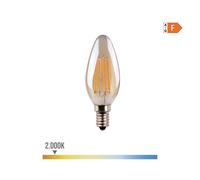 BOMBILLA VELA CON FILAMENTO DE LED CRISTAL VINTAGE E14 4,5W 400lm 2000K LUZ CALIDA Ø3,5x9,8cm EDM