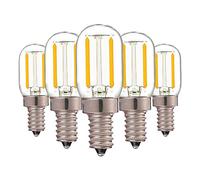 Bombillas de luz nocturna E12 regulables, equivalente a 15 W T20 lámpara de sal 2200 K blanco cálido mini bombilla LED candelabro para microondas horno frigorífico ventilador de techo paquete de 5