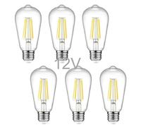 Bombillas LED Edison de baja tensión de 12 V, luz cálida de 6 W, casquillo estándar E26, equivalente a 60 W, bombilla CC para autocaravana, proyecto de panel solar, barco, jardinería de jardín, ecla