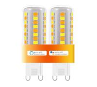 Bombillas LED G9 inteligentes Wi-Fi,Compatible con Alexa /Google Home,AC 230V regulable sin escalonamiento,2700K-6500K,Brillo ajustable 1%-100%,0.4-4W,40LM-400LM,Función de temporizador,Pack de 2