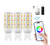 Bombillas LED Wi-Fi RGBWW Smart G9,Compatible con Alexa /Google Home,AC 230V Multicolor regulable,2700K-6500K,Brillo ajustable 1%-100%,4W,400LM,con sincronización de música Bombilla LED, pack de 3