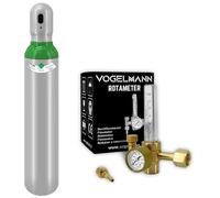 Bombola de Gas Argón 4.8 llena 8L 1,5m3 con Regulador Rotametro Vogelmann, servicio de gas, set cilindro soldador de gas