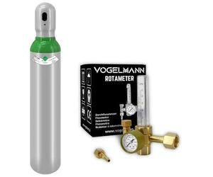 Bombola de Gas Argón 4.8 llena 8L 1,5m3 con Regulador Rotametro Vogelmann, servicio de gas, set cilindro soldador de gas