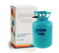 Bombona de Helio Genérico, Tanque para Inflar Globos de Látex, Turquesa, 0,17m3, para 15 Globos de 23cm de Diámetro, con Válvula de Seguridad