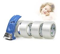 BOMEI PACK 4 rollos de cinta adhesiva transparente PP 100% silenciosa, cinta adhesiva para paquetes, 48 mmx66 m, 60 micon, rollo grueso con dispensador de paquetes de metal