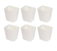 BOMKEE Soporte para vasos colgantes, paquete de 6 accesorios para carrito rodante, cesta de almacenamiento colgante, organizador de maquillaje, accesorios para contenedores de almacenamiento, blanco