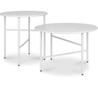 Bomoe, juego de 2 mesas auxiliares para exteriores, diámetro 44x46 cm + 53x36 cm, color blanco