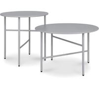 Bomoe, juego de 2 mesas auxiliares para exteriores, diámetro 44x46 cm + 53x36 cm, color gris