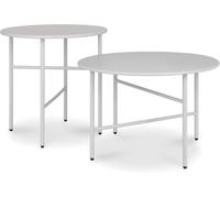 Bomoe, juego de 2 mesas auxiliares para exteriores, diámetro 44x46 cm + 53x36 cm, color gris claro