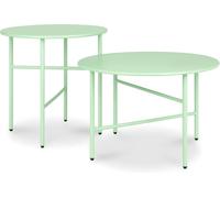 Bomoe, juego de 2 mesas auxiliares para exteriores, diámetro 44x46 cm + 53x36 cm, color verde menta