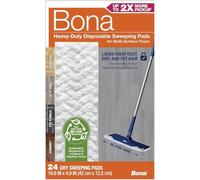 Bona Almohadillas de barrido desechables resistentes para suelos multisuperficie, paquete de 24 unidades