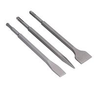 Bonbela Kit de 3 Cinceles de Acero Al Carbono, Cinceles de Punta Plana para Baldosas de Hormigón con Antideslizante para Taladros Eléctricos (SDS PLUS (redondo))