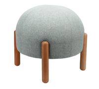 Bonbela Taburete Reposapiés Redondo, Taburete Lindo Multifuncional de Diseño Nórdico con Lino de Algodón de Madera Maciza, para Sala de Estar, Dormitorio, Oficina (Verde)