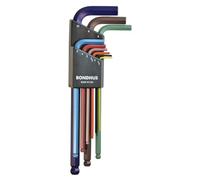 Bondhus Llaves macho acodadas Starrett 76369499 – Pack de 9 codificadas por colores