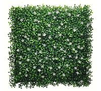 BONERVA Jardín Vertical Artificial Jazmín 100x100 cm, 1m², Pack 4 Paneles 50x50 cm, Muro Vegetal con Flores Blancas y Protección UV Exterior