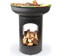 BonFeu BonBiza Schwarz: Chimenea para jardín, hogar, 80x80x100