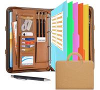 BONFORTURE Carpeta A4 con 5 separadores, carpeta de conferencias con 4 anillas con cremallera, asa, portapapeles, bloc de notas, bolígrafo, carpeta de documentos, carpeta para oficina, negocios
