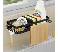 Bonhoom Organizador de Fregadero de Cocina, Colgantes Soporte para Esponja, Metal Organizador para Fregadero de Cocina con Soporte para paños de Cocina y Dos Ganchos - No Requiere perforación