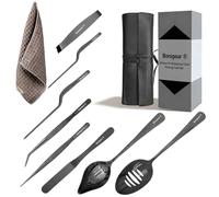 Bonigour Herramientas de chapado de chef, juego de herramientas profesionales de chapado culinario, pinzas de pescado de acero inoxidable, espátula de pastelería, pinzas de decoración de pasteles para