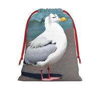 Bonita bolsa de cordón con estampado de gaviota, bolsa de regalo, regalo de evento reutilizable, bolsa de almacenamiento diario M
