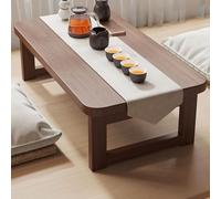 Bonita mesa plegable moderna con ventana de bahía, mesa de centro de madera maciza para el hogar, cama y estudio, diseño de bajo perfil que ahorra espacio para asientos en el suelo (nogal, 120 x 48)