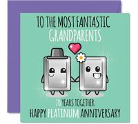 Bonita tarjeta de aniversario de platino para abuelos, 70 años juntos, tarjetas de felicitación de 70 aniversario de boda para niñera, abuelo, abuela, tarjetas de felicitación de 145 mm x 145 mm para