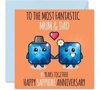 Bonita tarjeta de aniversario de zafiro para mamá y papá, 45 años juntos, tarjetas de felicitación de 45 aniversario de boda para papá y mamá, tarjetas de felicitación de 145 mm x 145 mm para cuarenta