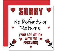 Bonita tarjeta de aniversario para marido, esposa, novio, novia, sin reembolsos o devoluciones, divertida tarjeta de aniversario de boda para mujeres, hombres, ella, él, tarjetas de felicitación de