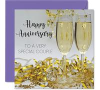 Bonita tarjeta de aniversario para parejas, feliz aniversario especial, tarjeta de aniversario de boda elegante para mujeres, hombres, ella, él, tarjetas de felicitación de 145 mm x 145 mm para