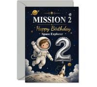 Bonita tarjeta de segundo cumpleaños, Blast off into Birthday Fun