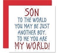 Bonitas tarjetas de cumpleaños para hijo - Son You Are My World - Tarjeta de feliz cumpleaños de padre o madre, tarjeta de 145 mm, tarjetas de felicitación regalo para hombres y niños