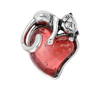 Bonito broche esmaltado con forma de corazón de animal, decoración de moda para amantes del gato, regalo de aleación, broche de gato, One Size, como se describe