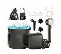 BONJUME Ducha Portátil para Camping, Bomba De 8000mAh con Indicador De Temperatura Set De Ducha Portátil Resistente Al Agua IPX8 con Cabezal De Ducha Plegable Y Manguera De 2M para Viajes