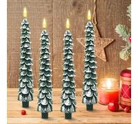 BONJUME Velas LED Cónicas, 4PCS Velas Para árbol De Navidad Velas LED Inalámbricas Mecha 3D Cera Real Llama Parpadeante Candelabros Para árbol De Navidad Con Temporizador Y Control Remoto