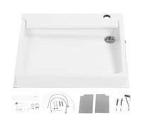 BONKZEBU Fregadero Plegable de Acrílico, Lavabo Plegable Resistente a los Arañazos, a Prueba de Calor y óxido, con Grifo Integrado y Drenaje Central, para RV, Barco, Cocina, Vehículo de