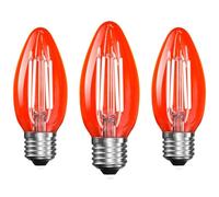Bonlux Bombilla Roja E27 para dormir 4W LED bombilla roja -40W Equivalente bombilla luz roja Vela, Cristal Transparente bombillas rojas No-regulable para Navidad,Halloween,Ambiente Relajante -3piezas
