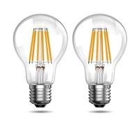 Bonlux Bombillas LED E27 luz calida 2700K 6W 100W equivalente, 1300lm superbrillante LED bombilla vintage A60 bombilla decorativas globo AC 220-240V, No regulable para iluminación doméstica-2pack
