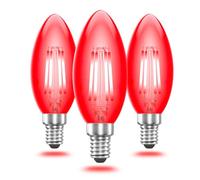 Bonlux SES LED rojo Filamento bulbo de la vela 4W Pequeño Edison Tornillo E14 LED decorativo Red Fireglow reemplazo de la antigüedad de la vela de las bombillas de 40W (Pack de 3)
