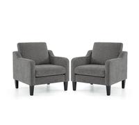 Bonnlo Juego de 2 Sillón de Salón, Butaca Moderna para Sala de Estar, Sofá Individual con Cojín Grueso y Patas de Madera, Sillón Individual Cómodo, para Salón, Oficina y Dormitorio, Gris