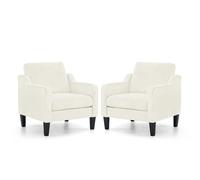 Bonnlo Juego de 2 Sillones de Salón, Butaca Moderna para Sala de Estar, Sofá Individual con Cojín Grueso y Patas de Madera, Sillón Individual Cómodo, para Salón, Oficina y Dormitorio, Crema